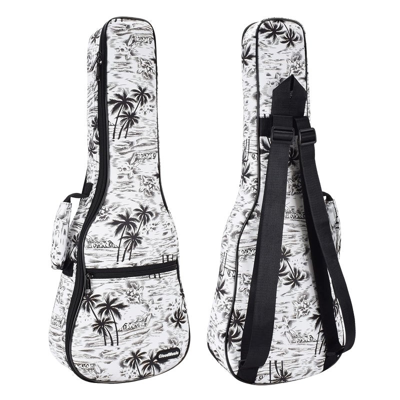 CLOUDMUSIC Ukulele Case Gig Bag Padded Backpack For Concert 23" Inch(Concert, Hawaii Coconut Pattern Black and White) - Image 2